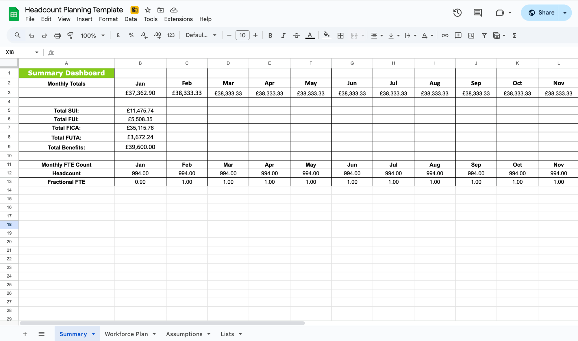 Headcount Planning Template