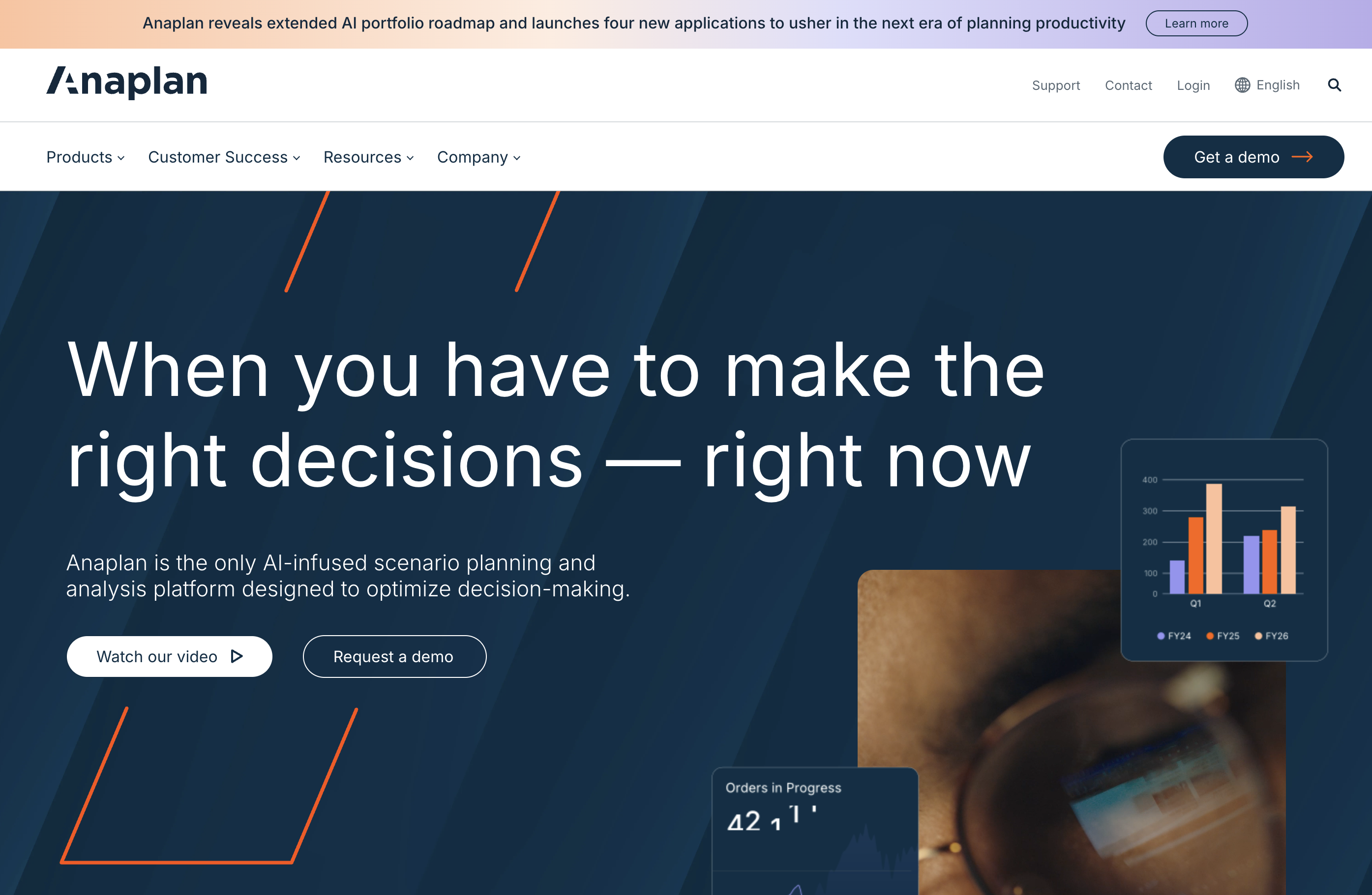 Anaplan FP&A homepage screenshot 