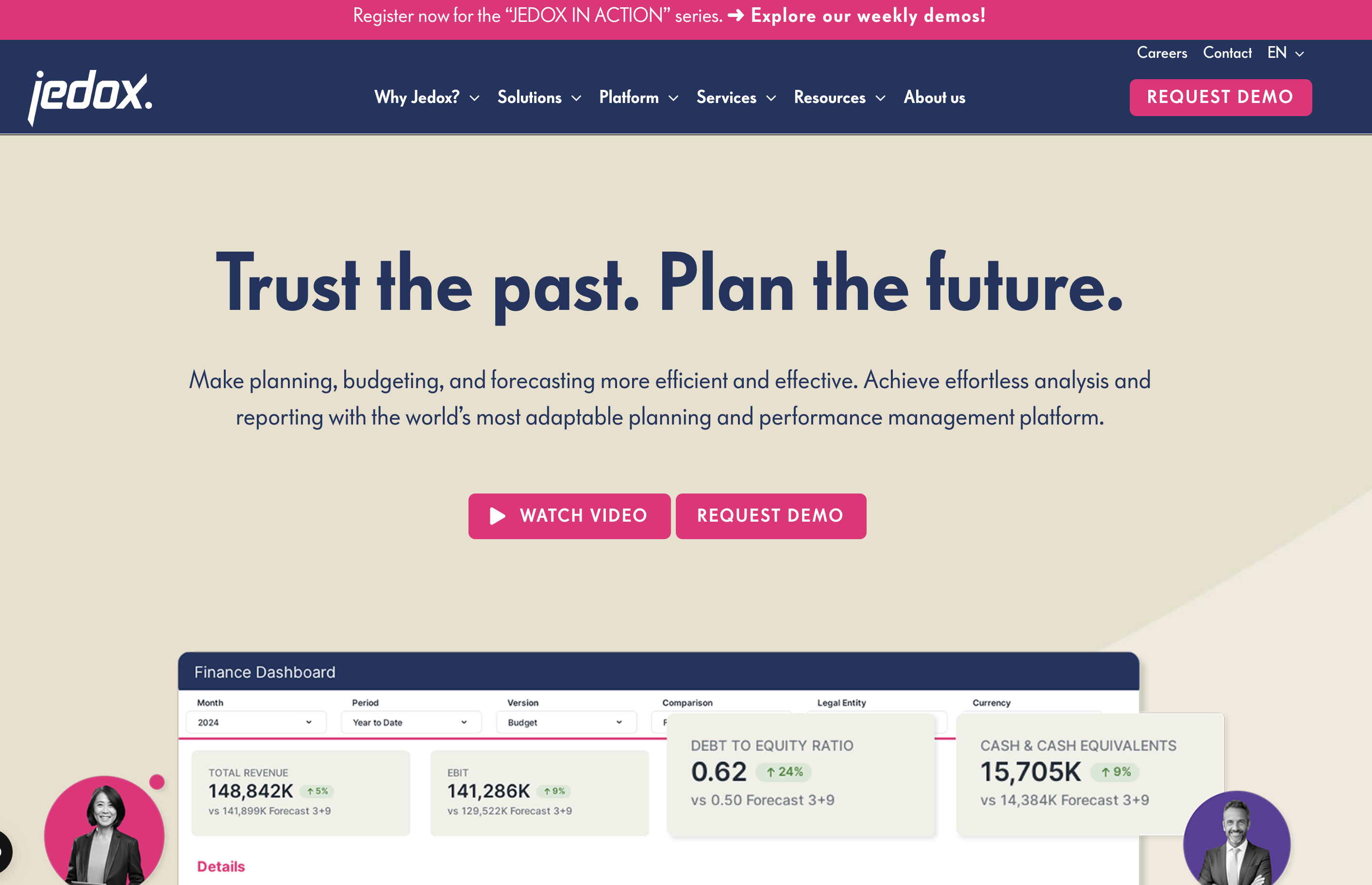 Jedox FP&A software homepage screenshot