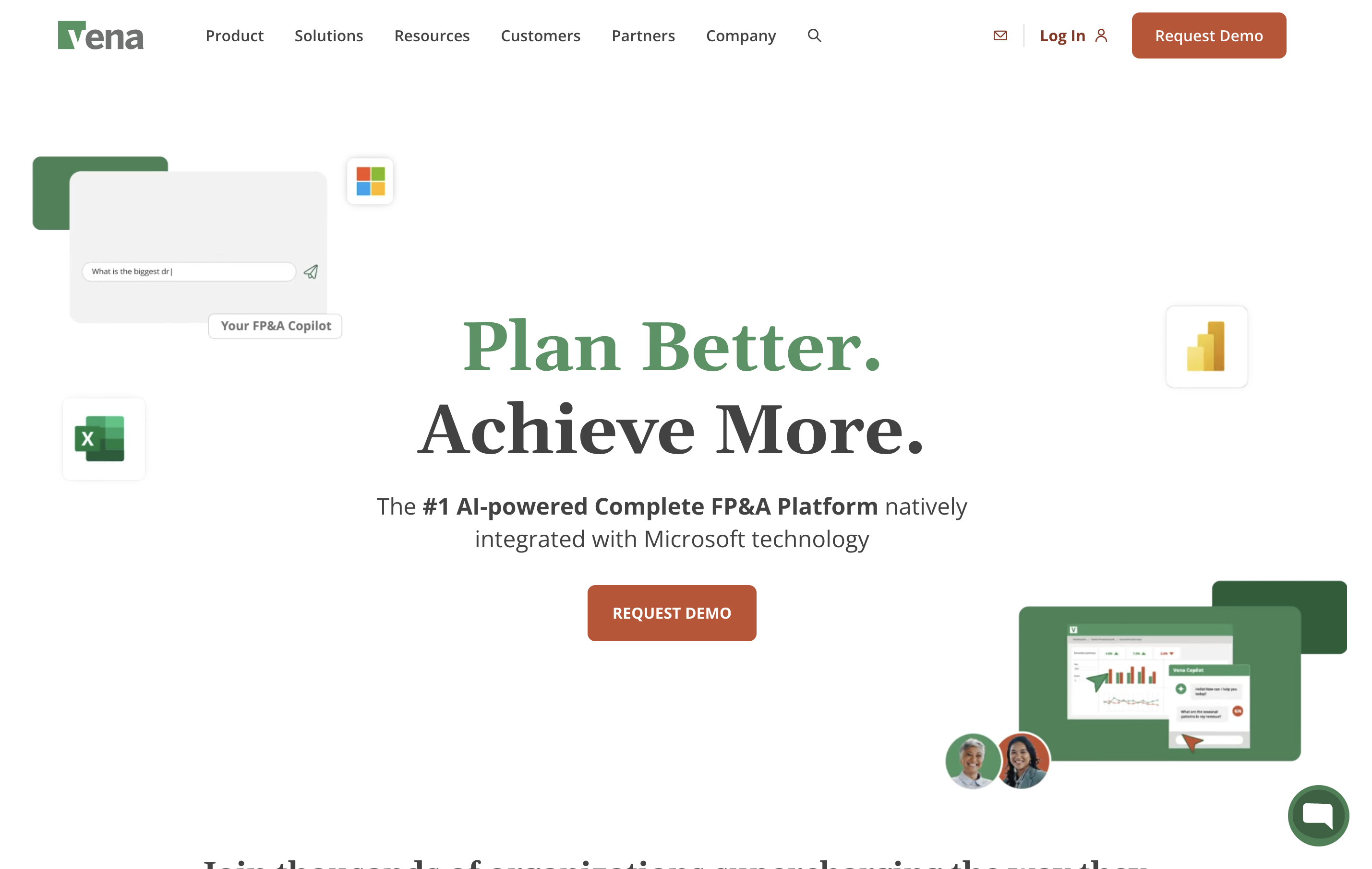  Vena FP&A homepage screenshot