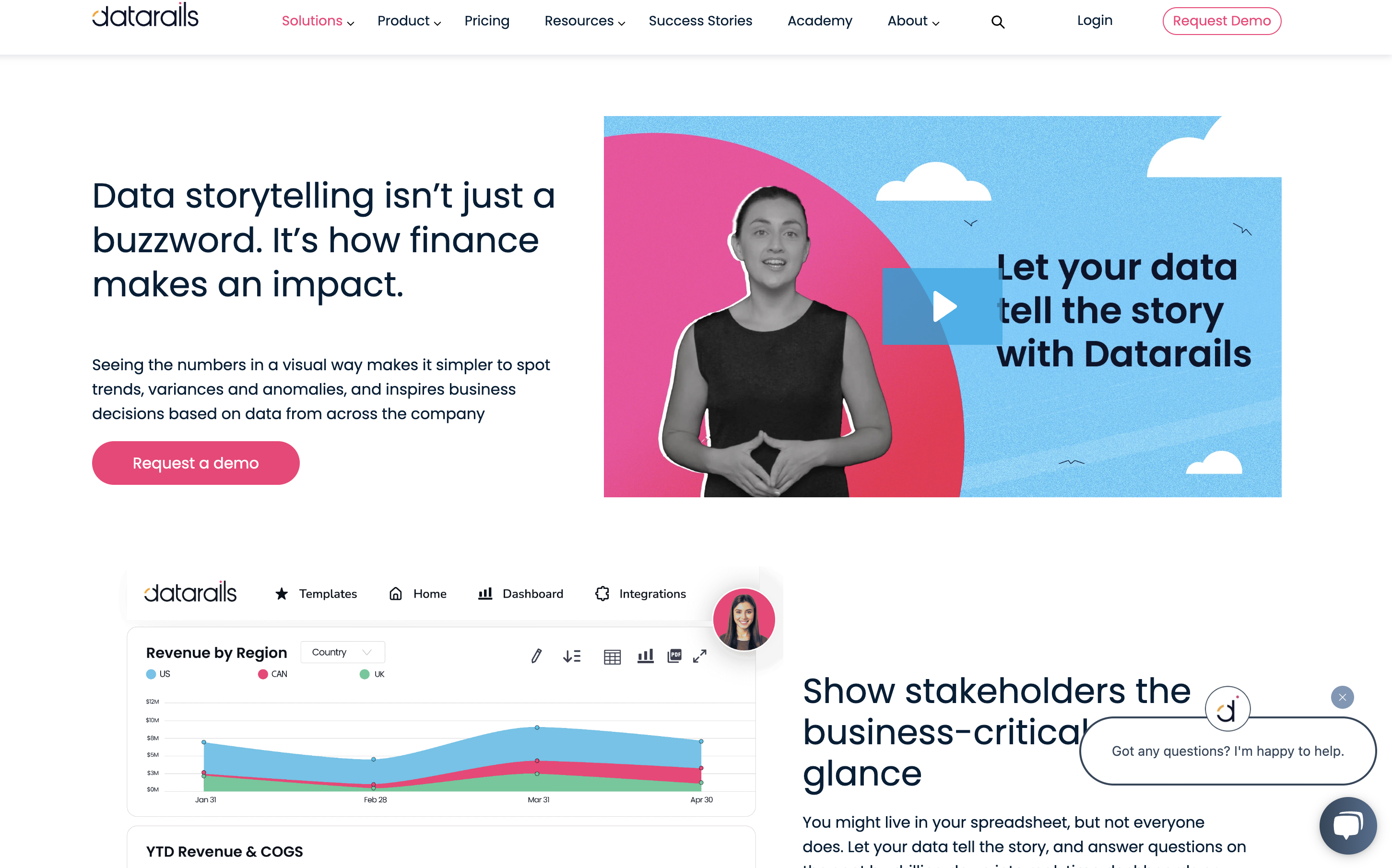 Datarails board reporting feature homepage screenshot
