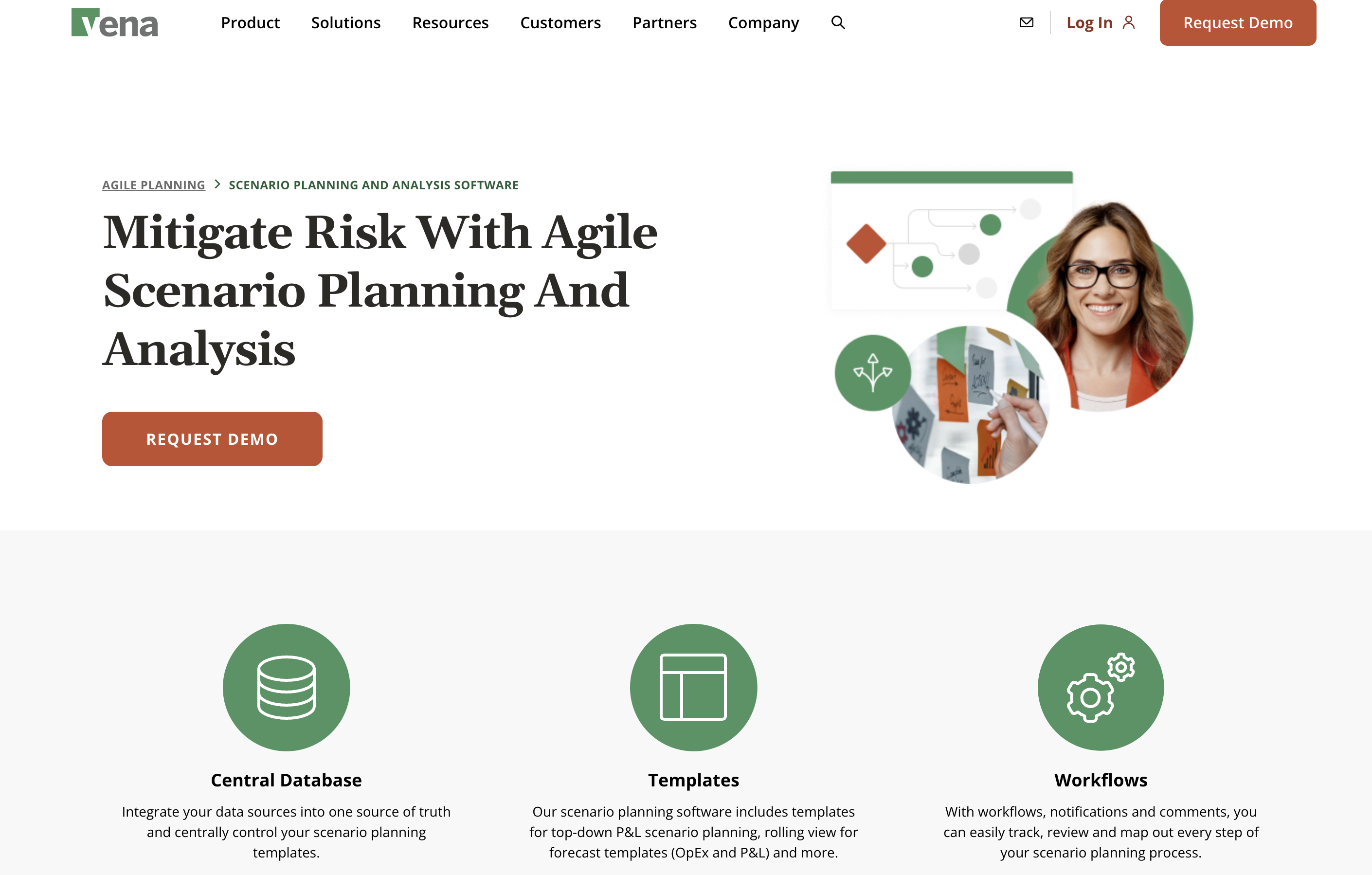 Vena scenario planning tool homepage screenshot