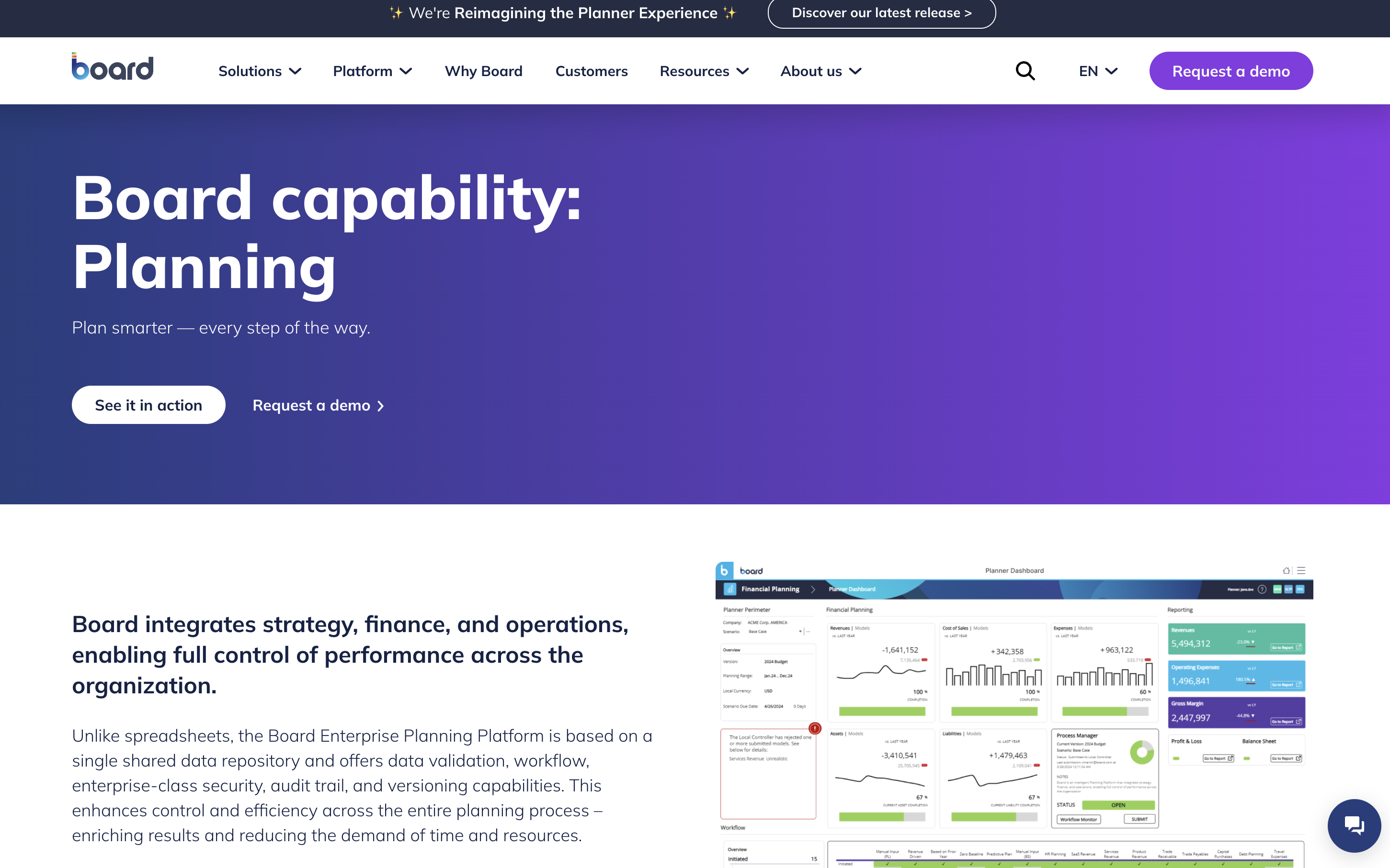 Board International scenario planning tool homepage screenshot