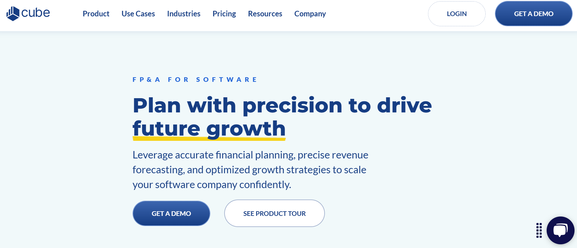 Cube SaaS metric tracking tool homepage screenshot