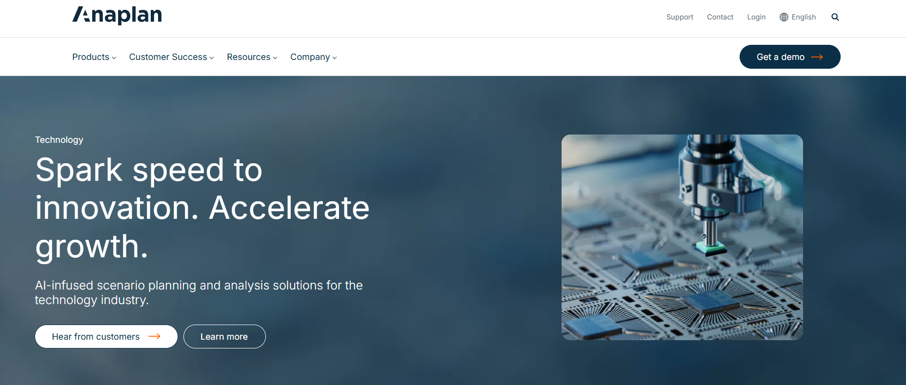 Anaplan SaaS metrics tracking tool homepage screenshot