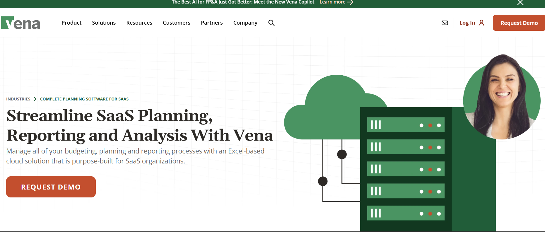 Vena SaaS metrics tracking tool homepage screenshot