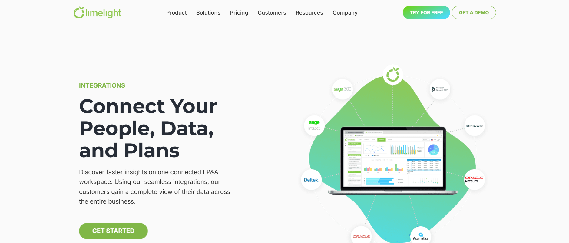 Limelight data integration feature homepage screenshot