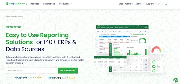 insightsoftware Spreadsheet Server ERP reporting page