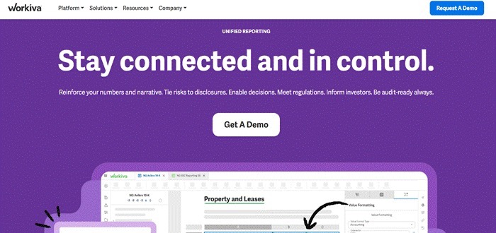 Workiva SEC and connected reporting page