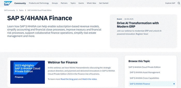 SAP S/4HANA Finance for group reporting page