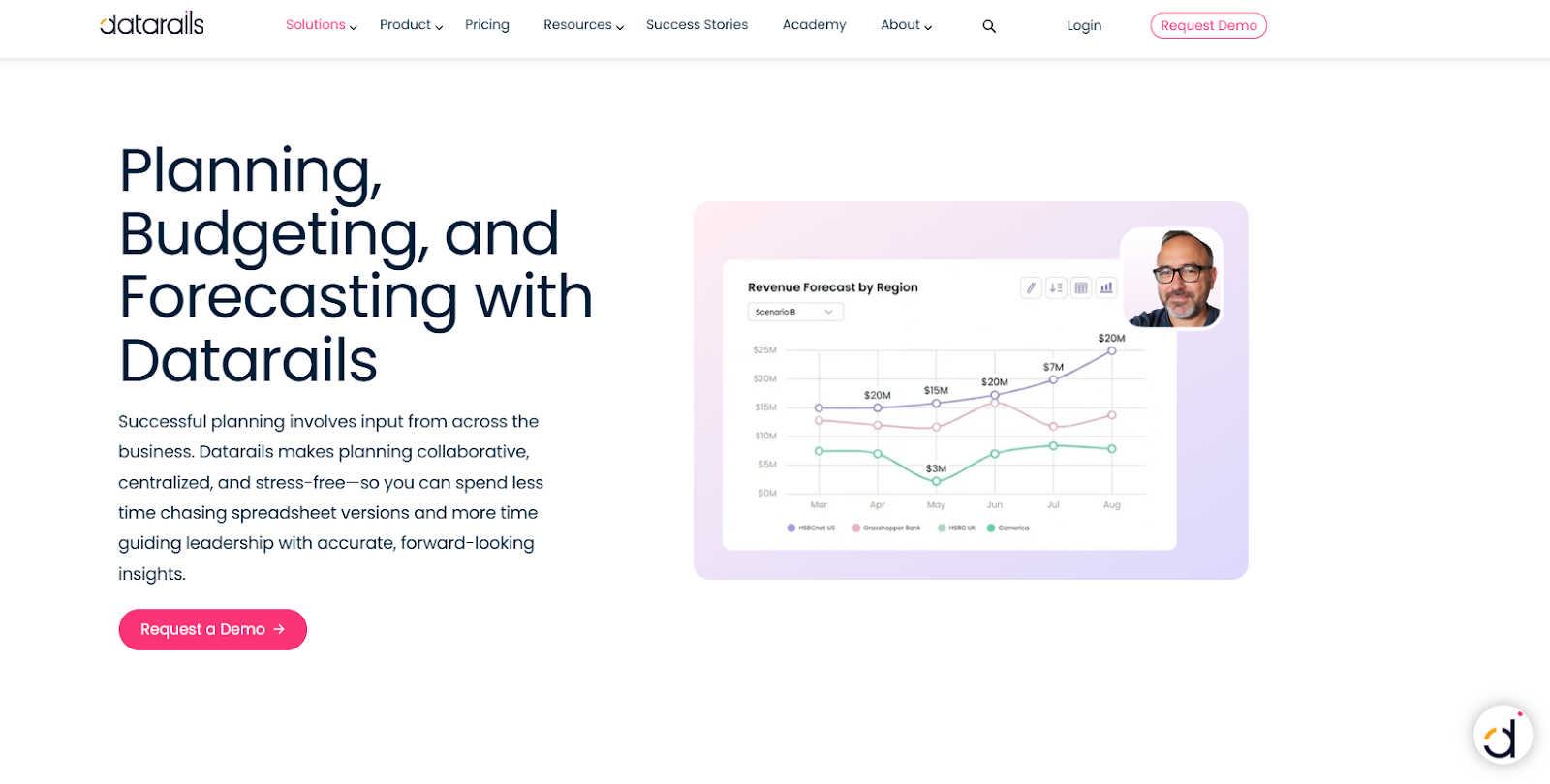 Datarails software landing page