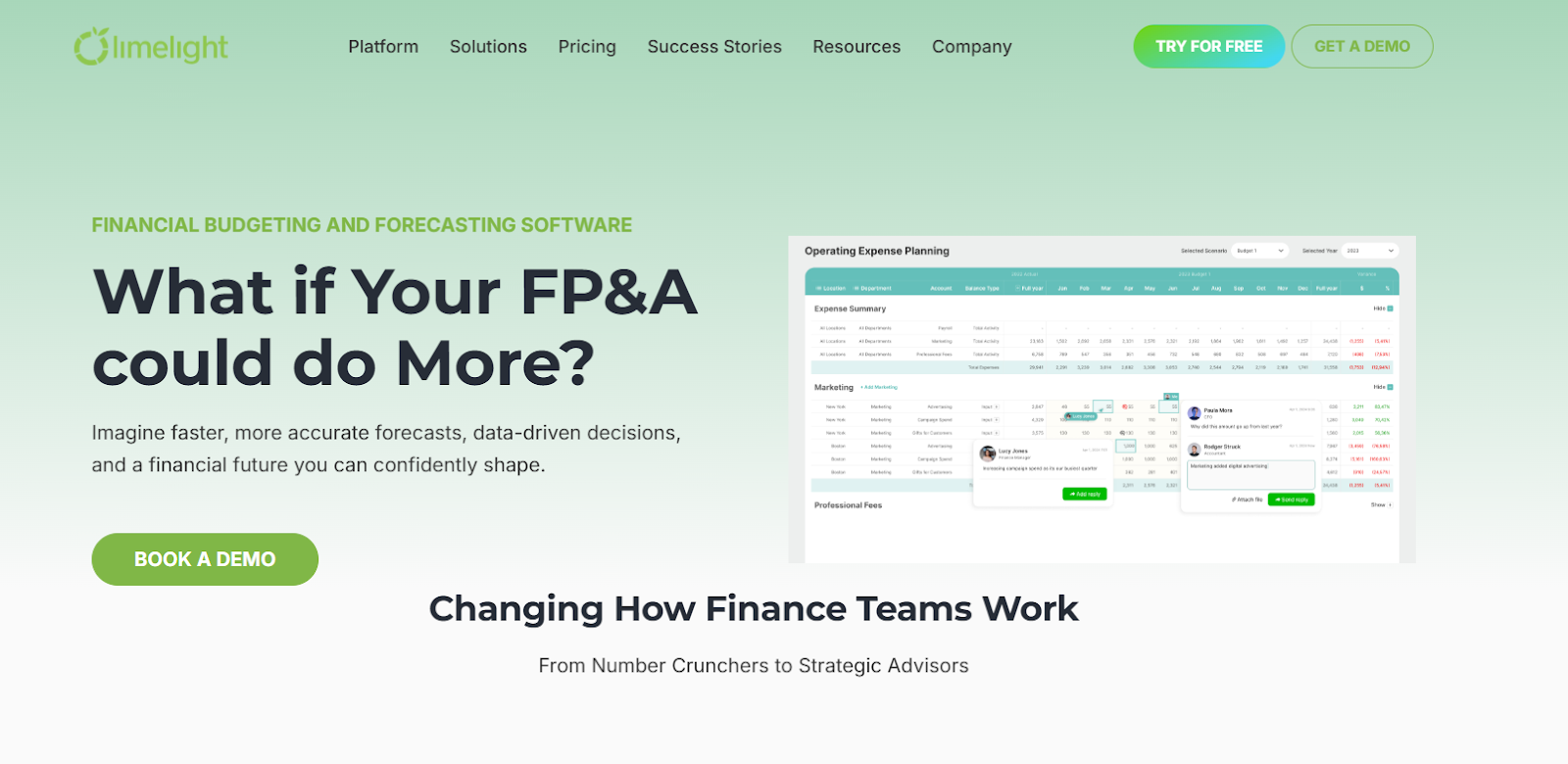 Limelight’s budgeting and forecasting software