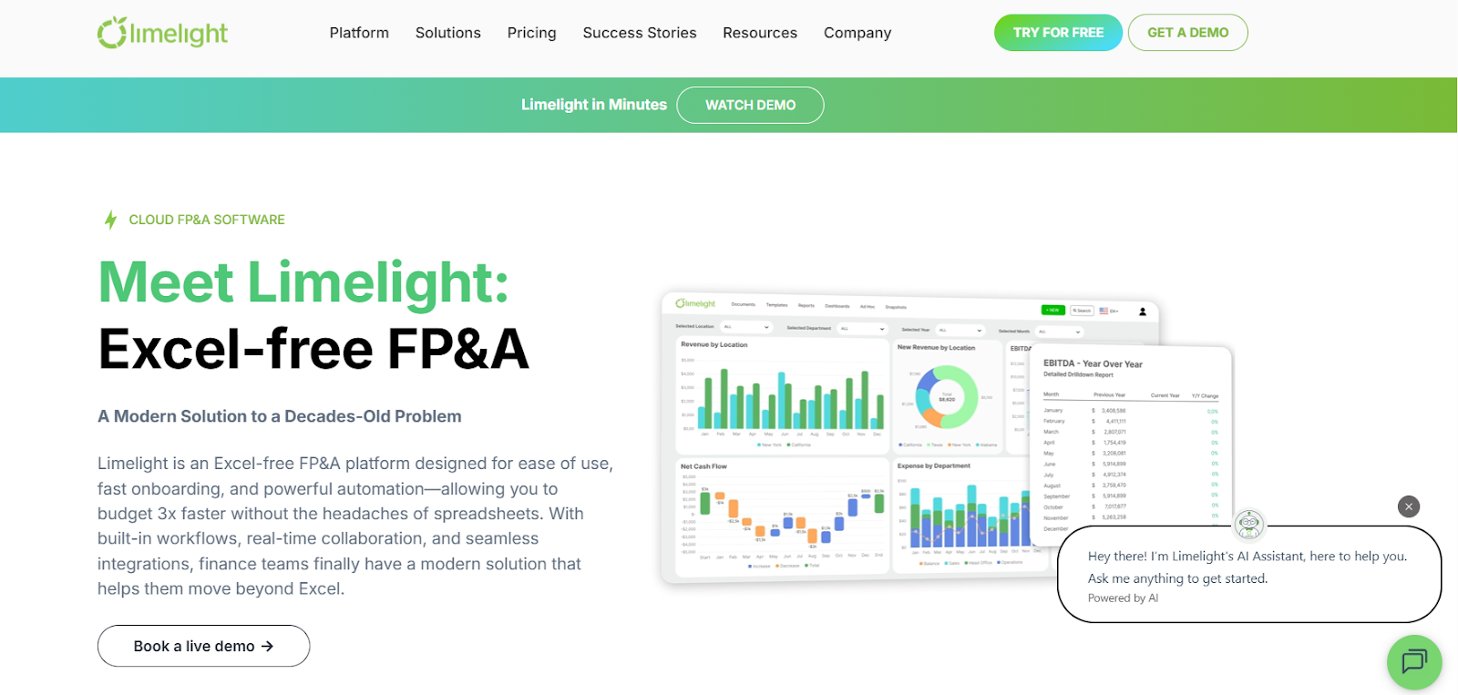 Limelight, Excel-free FP&A solution