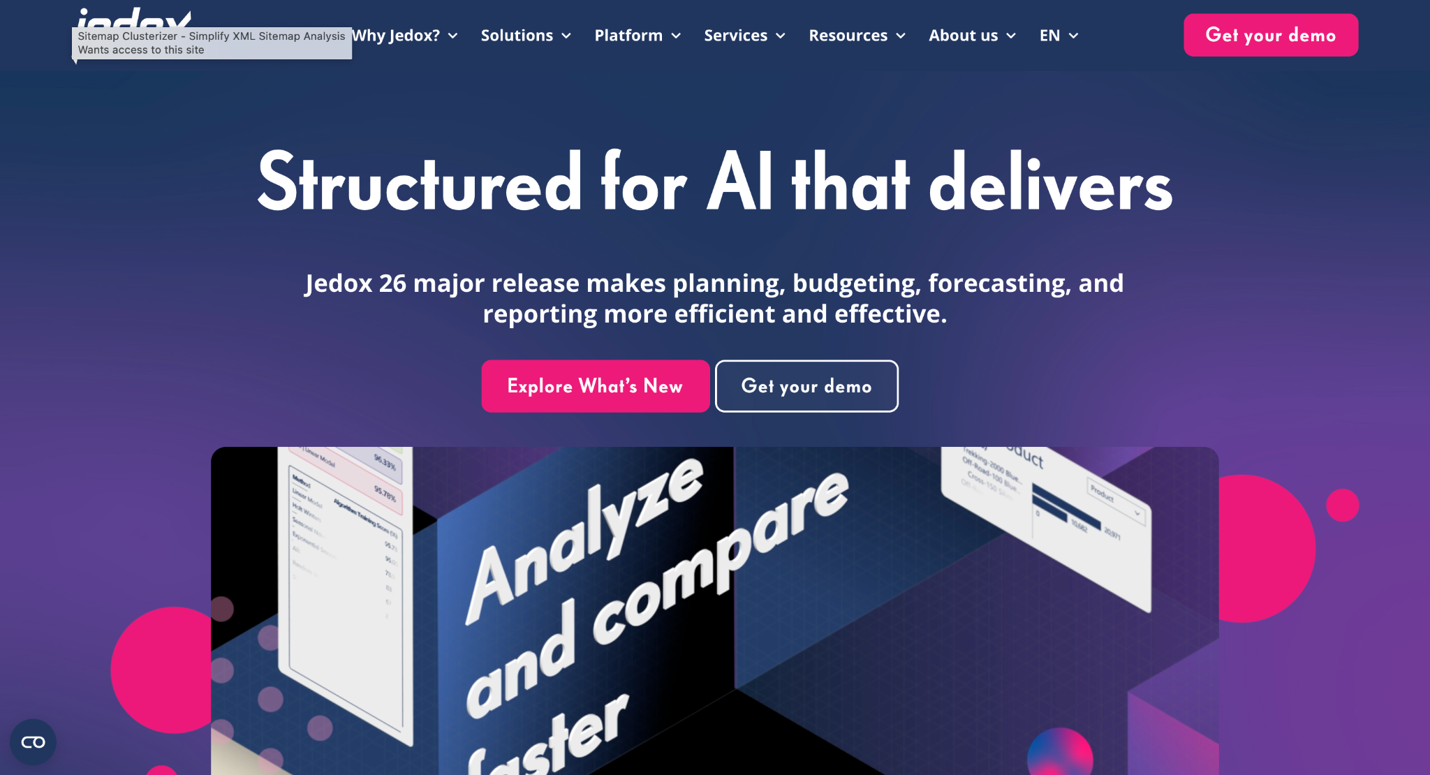 Jedox homepage screenshot