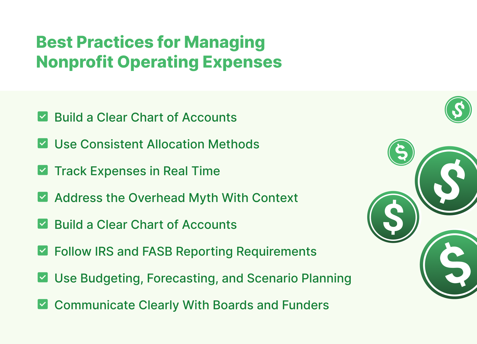 Visual representation of best practices for managing a nonprofit’s expenditures