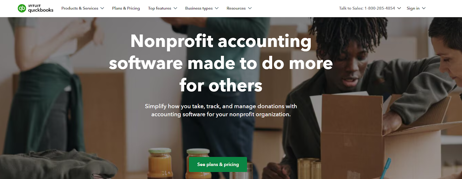 QuickBooks Nonprofit landing page