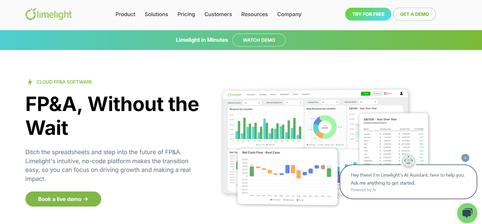Limelight FP&A homepage