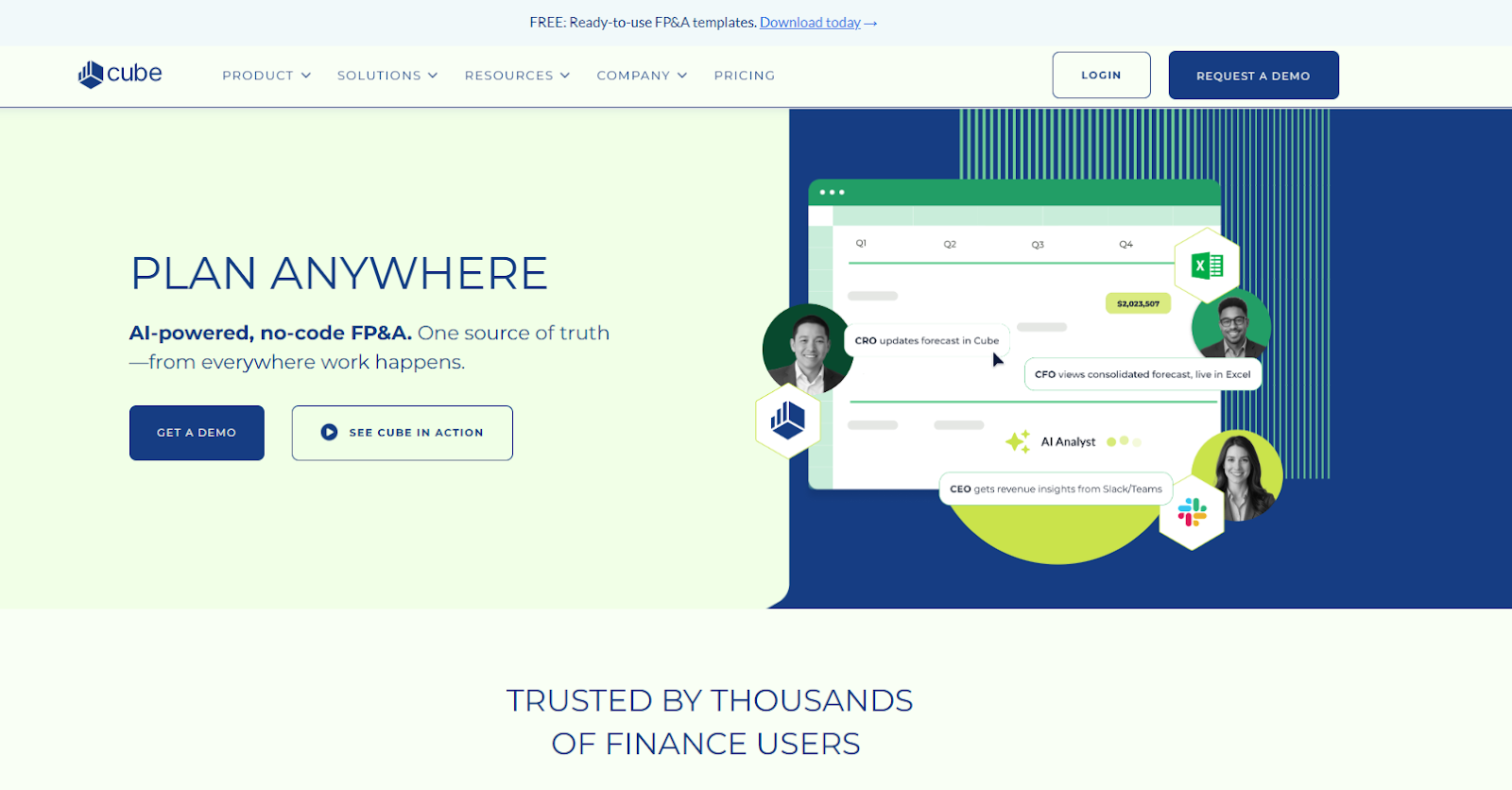 Cube Software landing page