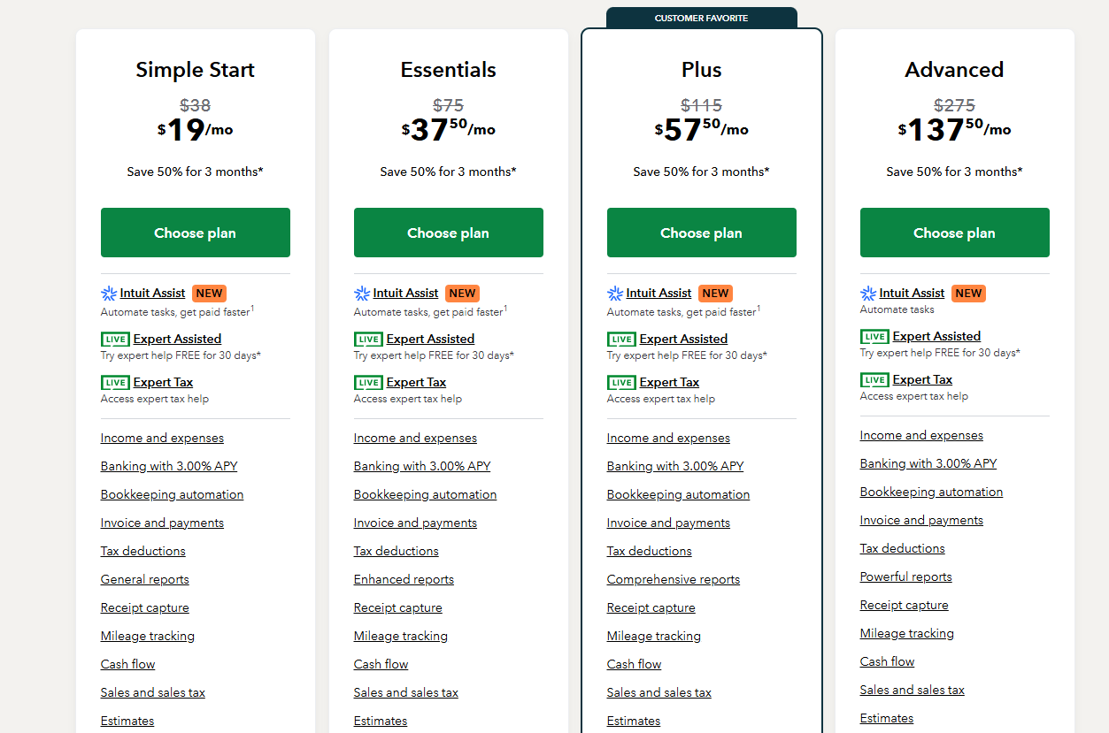 QuickBooks Online nonprofit accounting software pricing plans