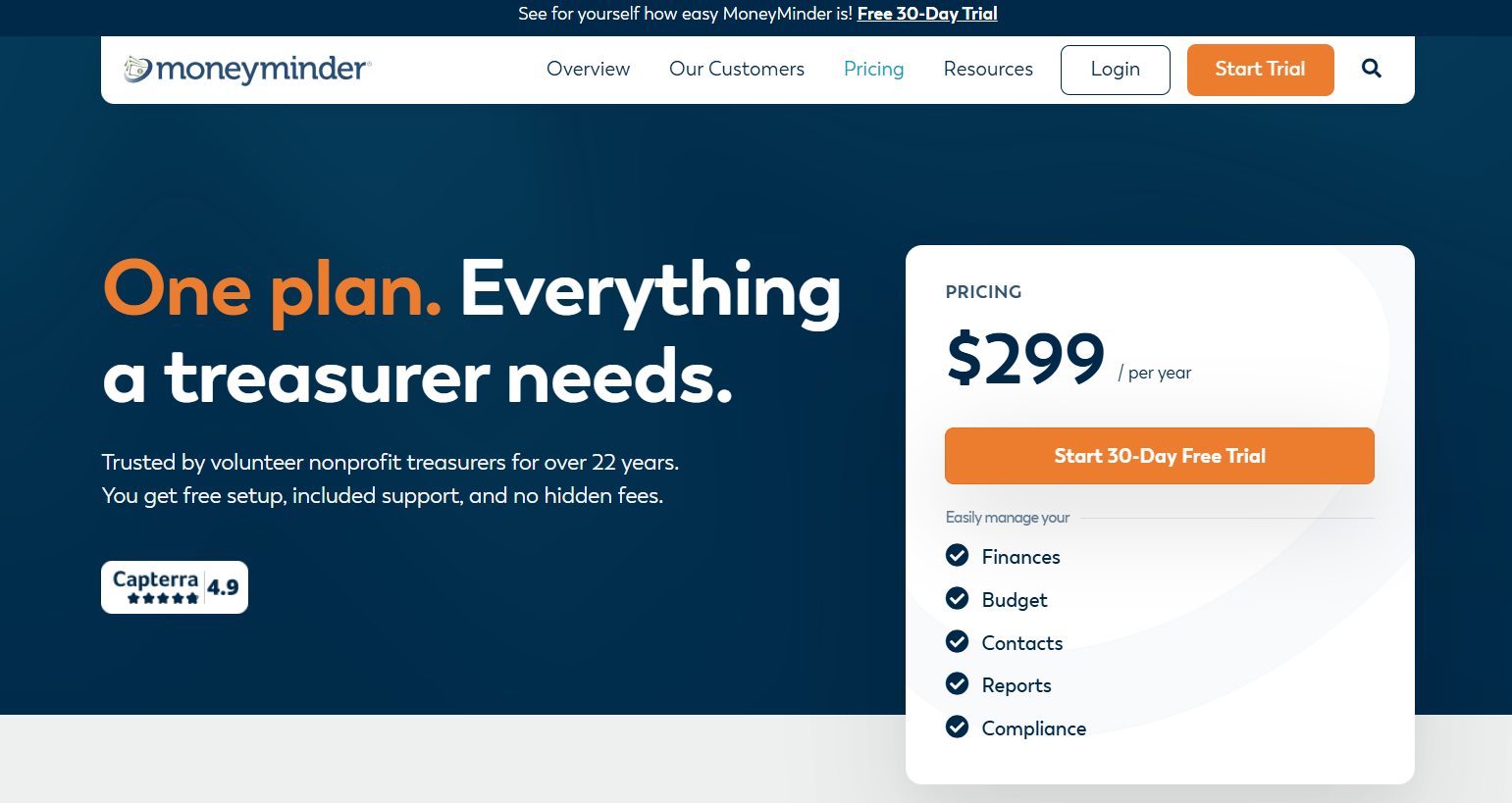 MoneyMinder nonprofit accounting software pricing plans
