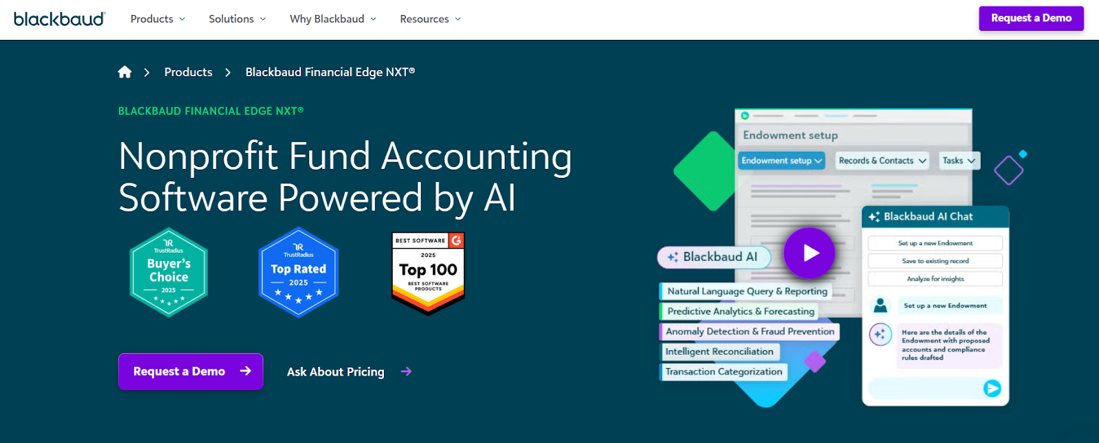 Blackbaud Financial Edge NXT nonprofit accounting software landing page