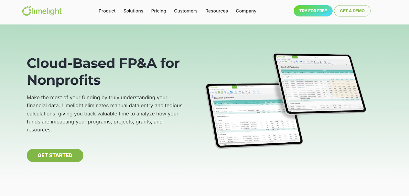 Limelight’s landing page for nonprofits