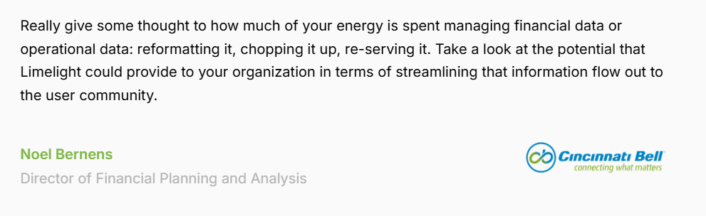 Cincinnati Bell client testimonial for Limelight’s support