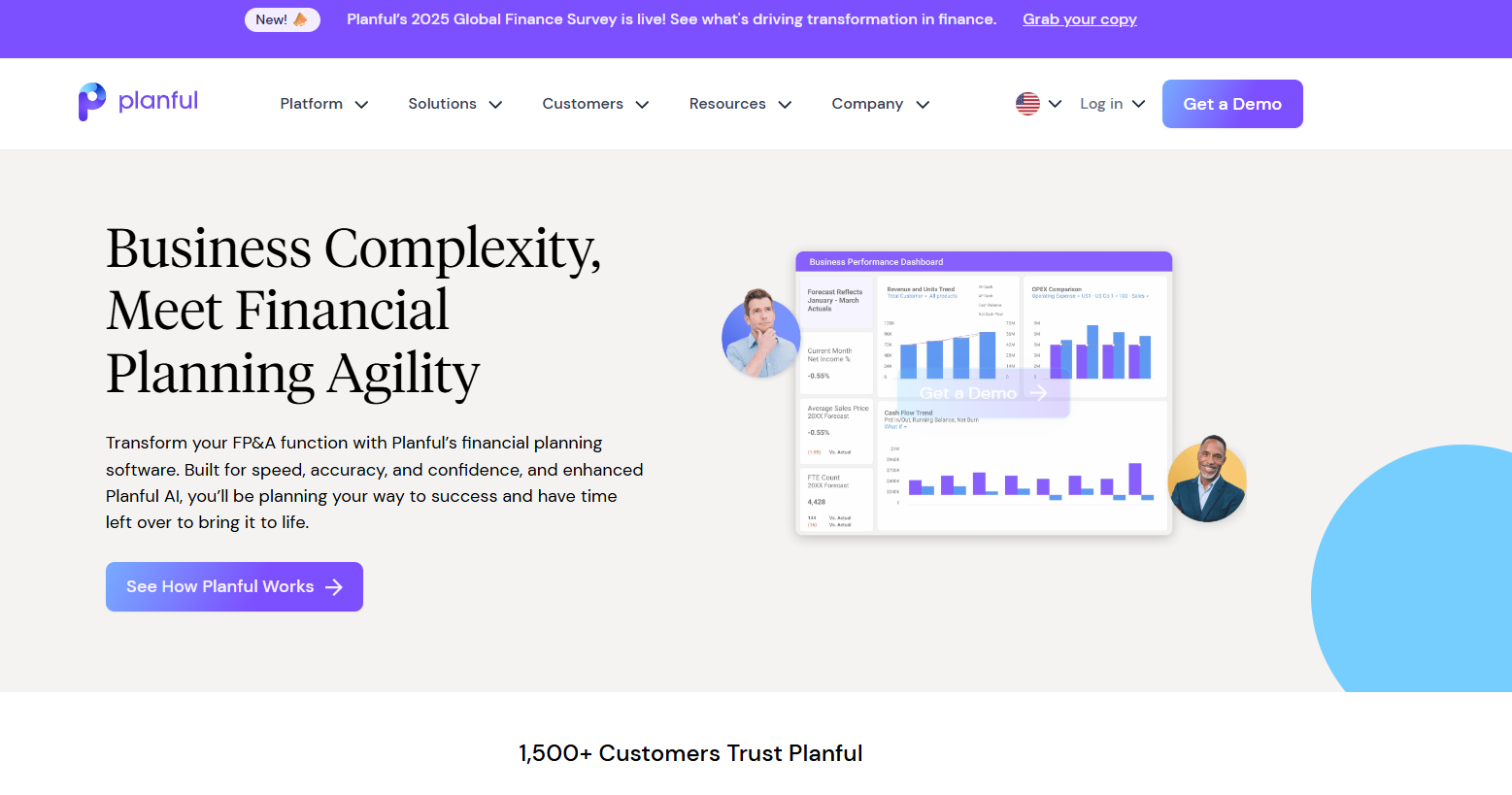 Planful financial performance management software homepage