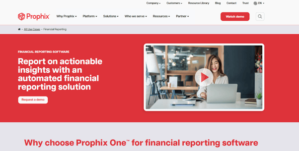 Prophix’s financial reporting software
