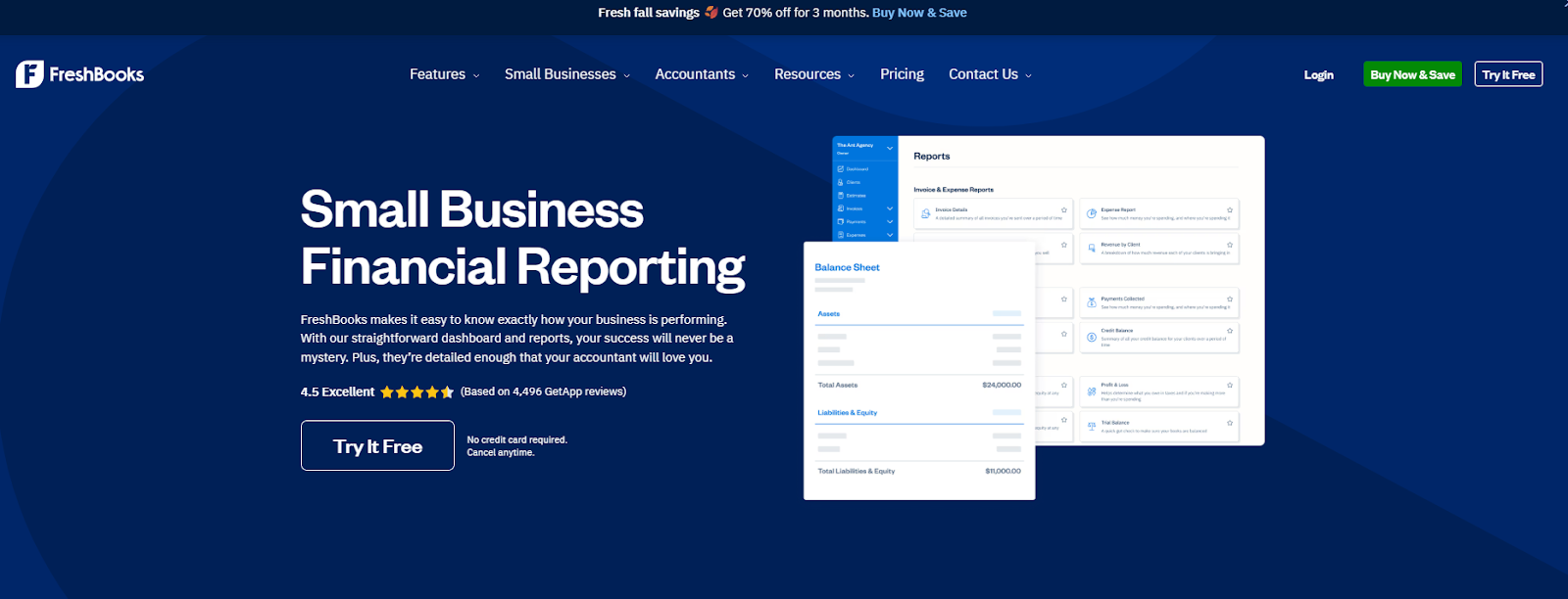  FreshBooks financial reporting platform